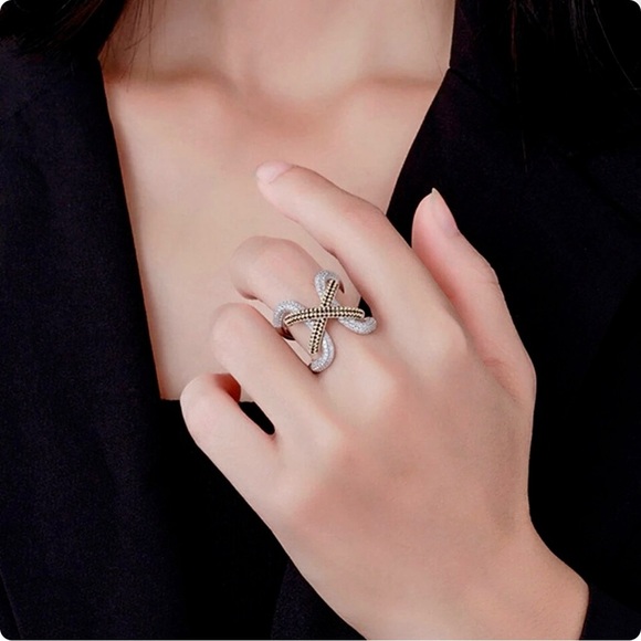 NEW Yellow & Black High Carbon Lab Sapphire Simulant Lace Up Wide Statement Ring - Picture 15 of 16